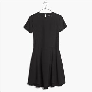 Madewell tribune short sleeve shift dress crepe a line flare skirt 0